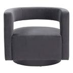 Sillón giratorio tapizado con respaldo calado
