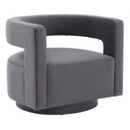 Sillón giratorio tapizado con respaldo calado