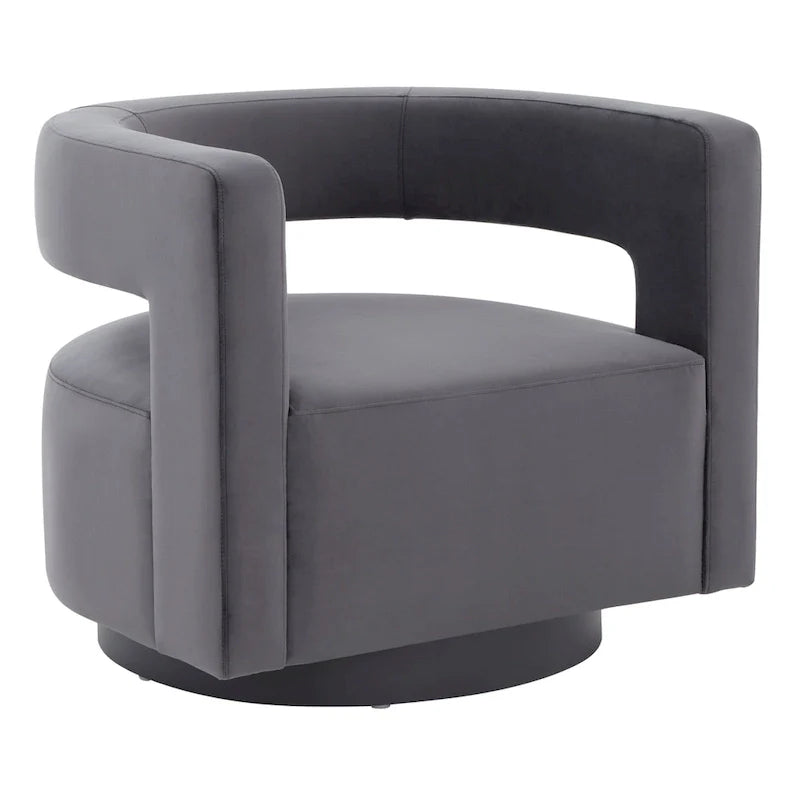 Sillón giratorio tapizado con respaldo calado