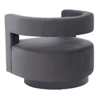 Sillón giratorio tapizado con respaldo calado