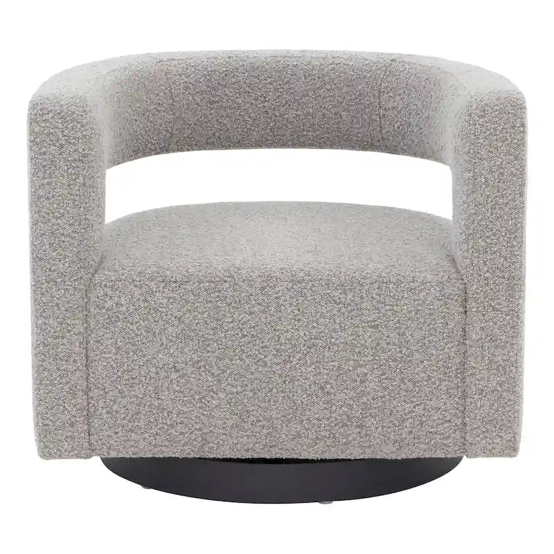 Sillón giratorio tapizado con respaldo calado