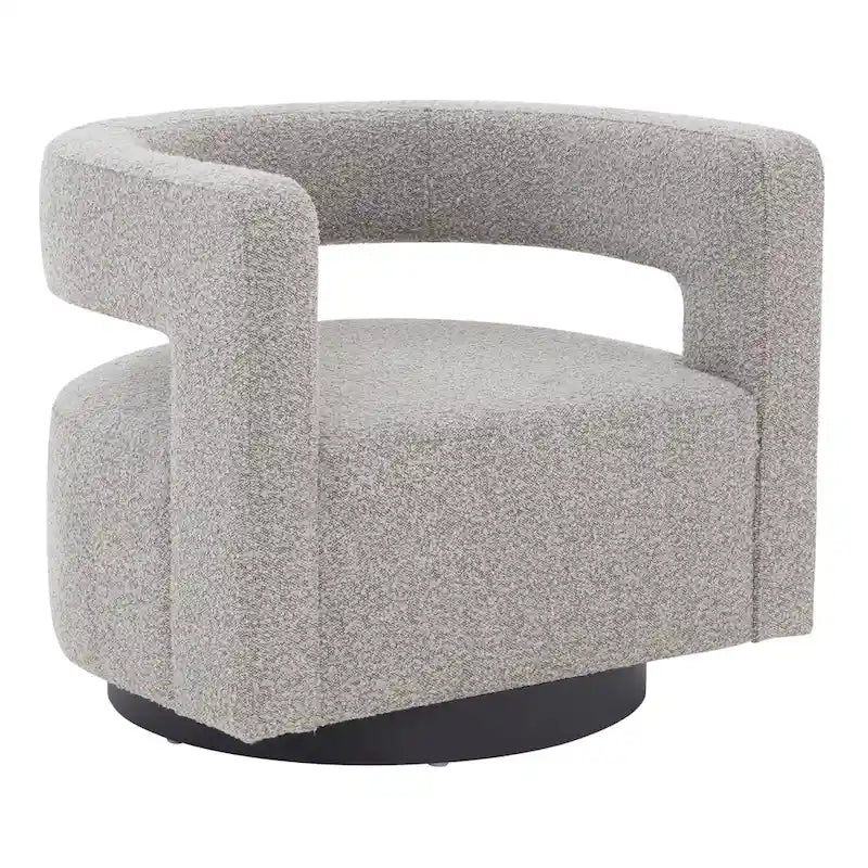 Sillón giratorio tapizado con respaldo calado