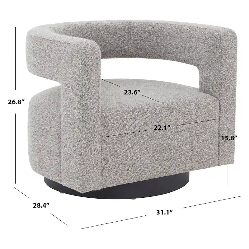 Sillón giratorio tapizado con respaldo calado