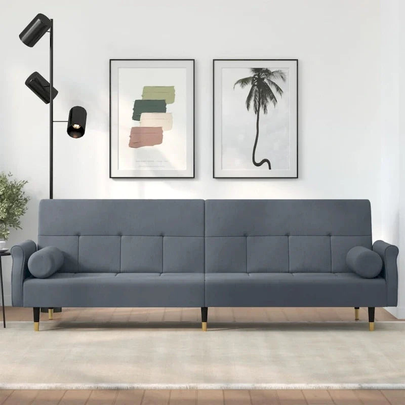 Sofá Cama Biplaza de Terciopelo con Cojines – 85 x 35 x 27.6