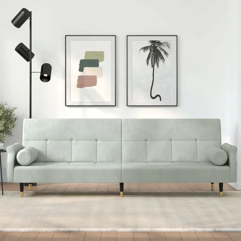 Sofá Cama Biplaza de Terciopelo con Cojines – 85 x 35 x 27.6