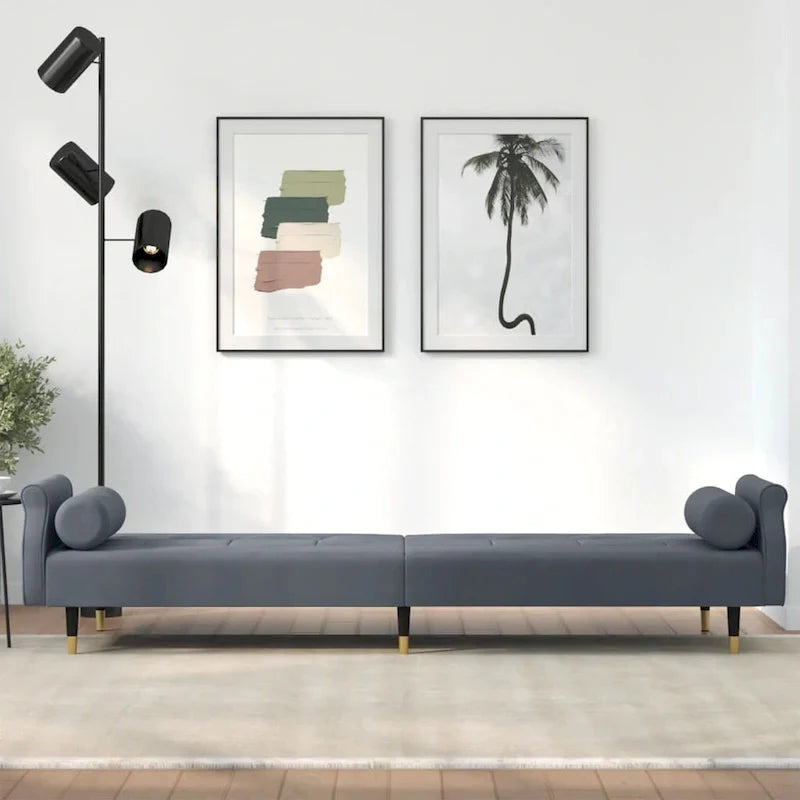 Sofá Cama Biplaza de Terciopelo con Cojines – 85 x 35 x 27.6