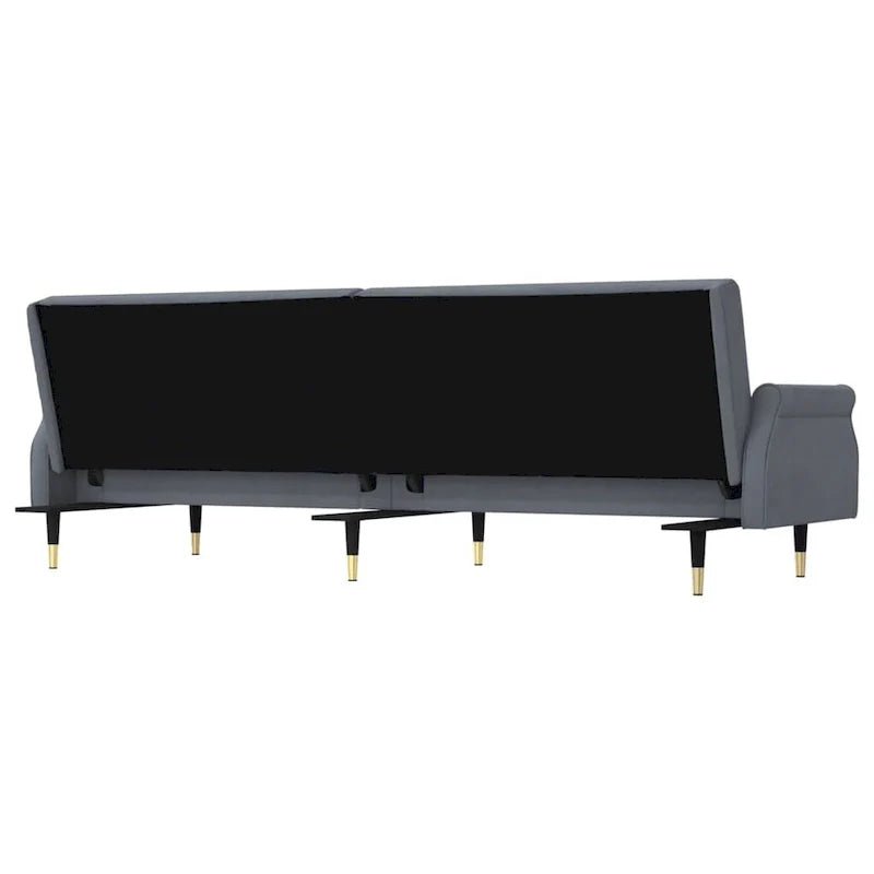 Sofá Cama Biplaza de Terciopelo con Cojines – 85 x 35 x 27.6