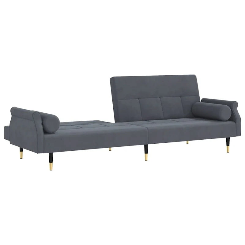 Sofá Cama Biplaza de Terciopelo con Cojines – 85 x 35 x 27.6