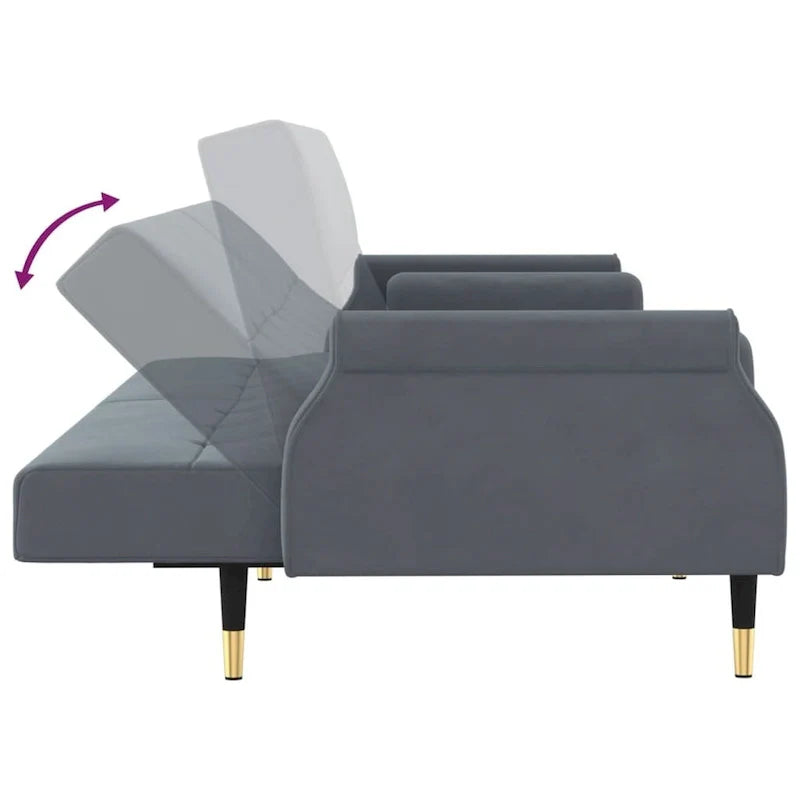 Sofá Cama Biplaza de Terciopelo con Cojines – 85 x 35 x 27.6
