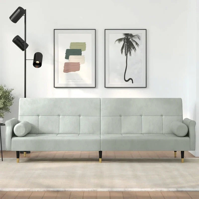 Sofá Cama Biplaza de Terciopelo con Cojines – 85 x 35 x 27.6