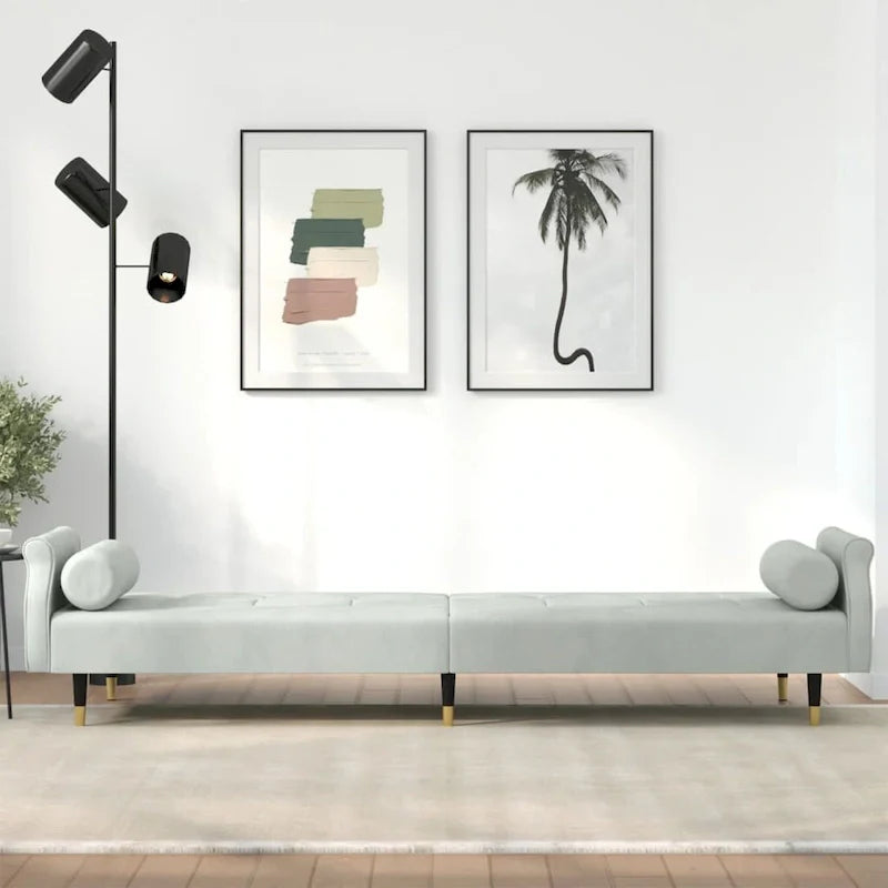 Sofá Cama Biplaza de Terciopelo con Cojines – 85 x 35 x 27.6