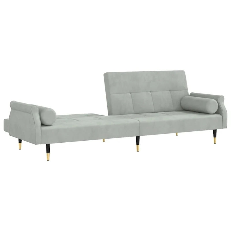 Sofá Cama Biplaza de Terciopelo con Cojines – 85 x 35 x 27.6
