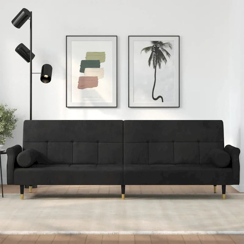 Sofá Cama Biplaza de Terciopelo con Cojines – 85 x 35 x 27.6