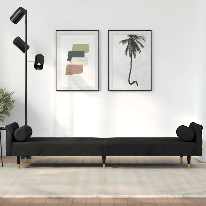 Sofá Cama Biplaza de Terciopelo con Cojines – 85 x 35 x 27.6
