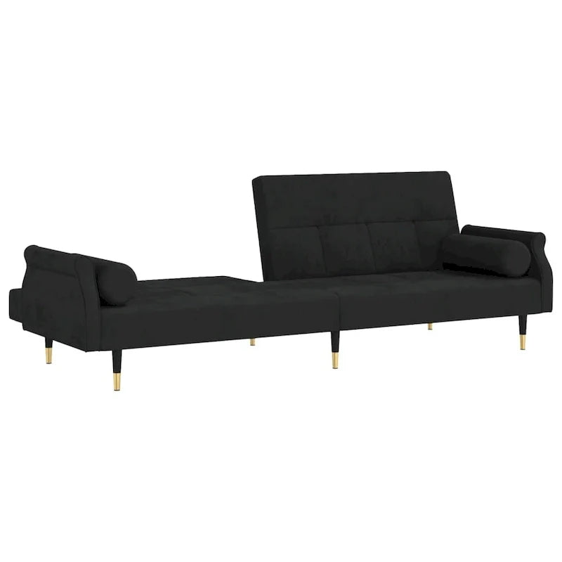 Sofá Cama Biplaza de Terciopelo con Cojines – 85 x 35 x 27.6
