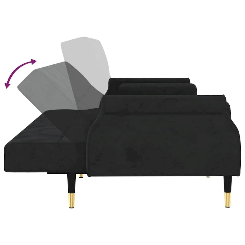 Sofá Cama Biplaza de Terciopelo con Cojines – 85 x 35 x 27.6