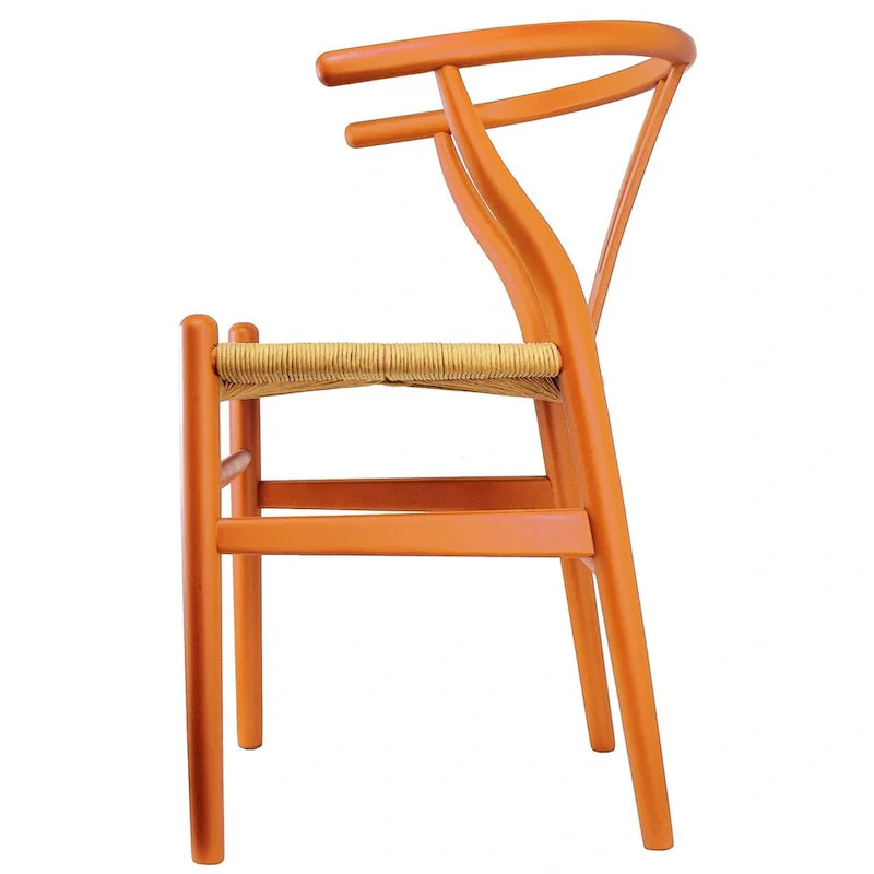 Juego de 2 sillas de comedor de madera con asiento de cuerda tejida