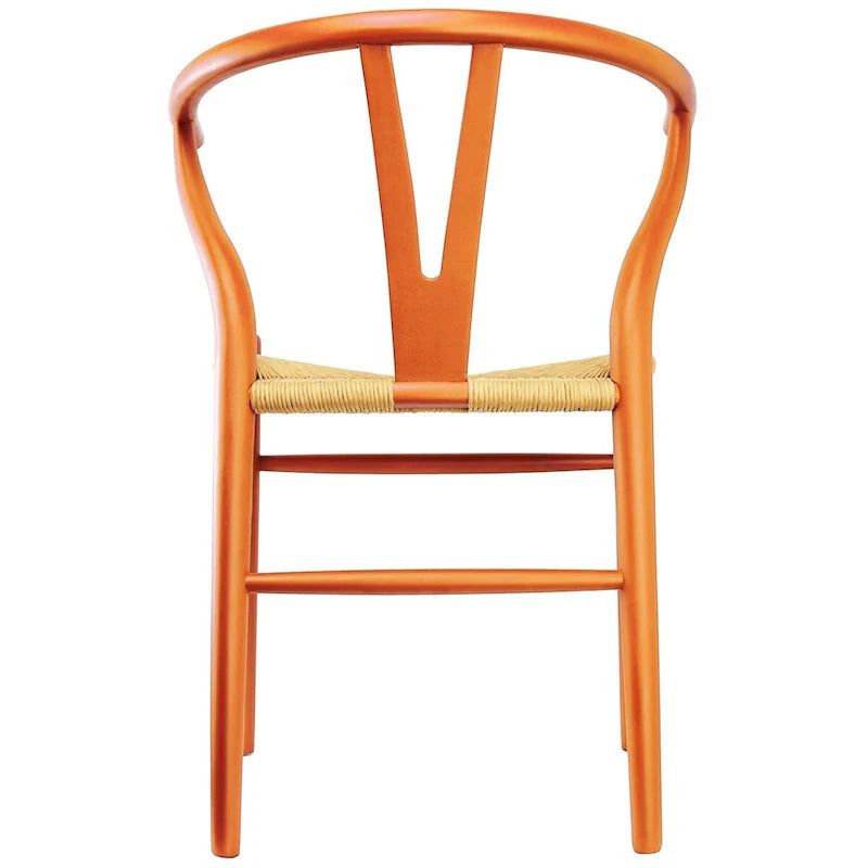 Juego de 2 sillas de comedor de madera con asiento de cuerda tejida