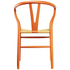 Juego de 2 sillas de comedor de madera con asiento de cuerda tejida