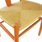 Juego de 2 sillas de comedor de madera con asiento de cuerda tejida