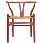 Juego de 2 sillas de comedor de madera con asiento de cuerda tejida
