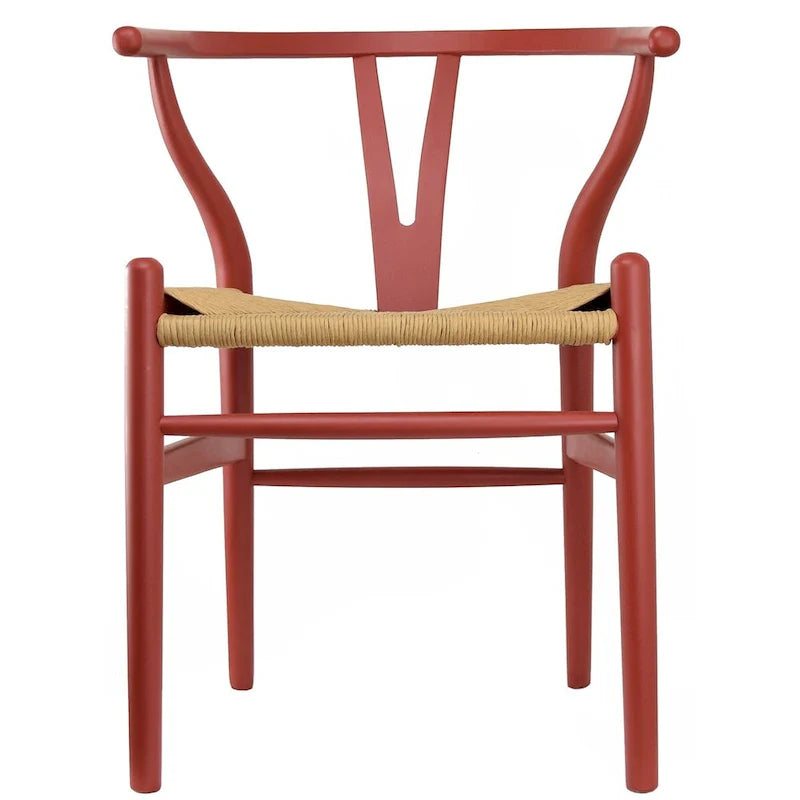 Juego de 2 sillas de comedor de madera con asiento de cuerda tejida