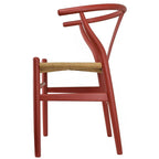 Juego de 2 sillas de comedor de madera con asiento de cuerda tejida