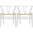 Juego de 2 sillas de comedor de madera con asiento de cuerda tejida