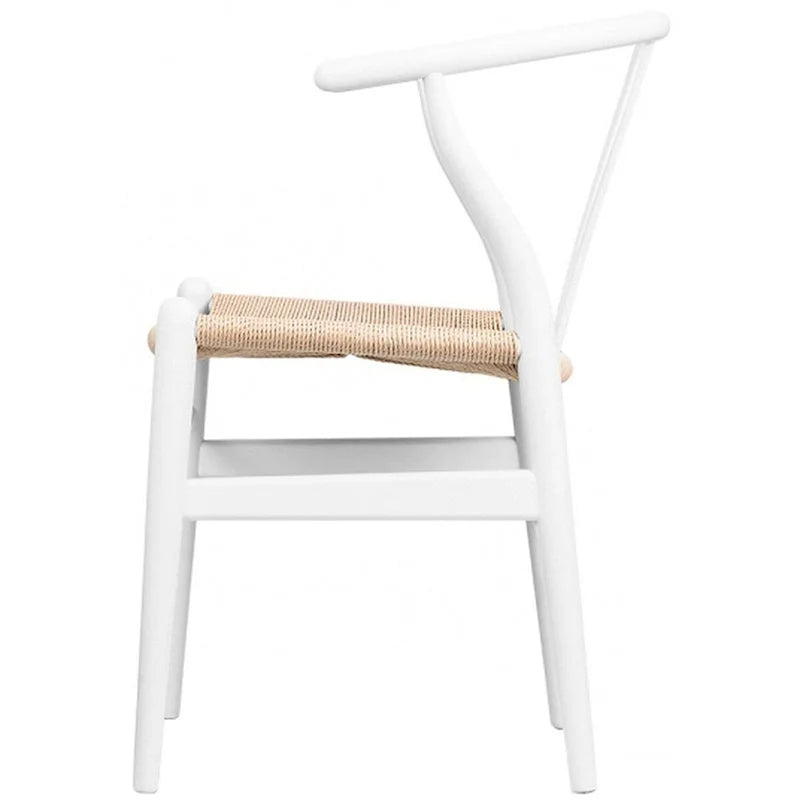 Juego de 2 sillas de comedor de madera con asiento de cuerda tejida