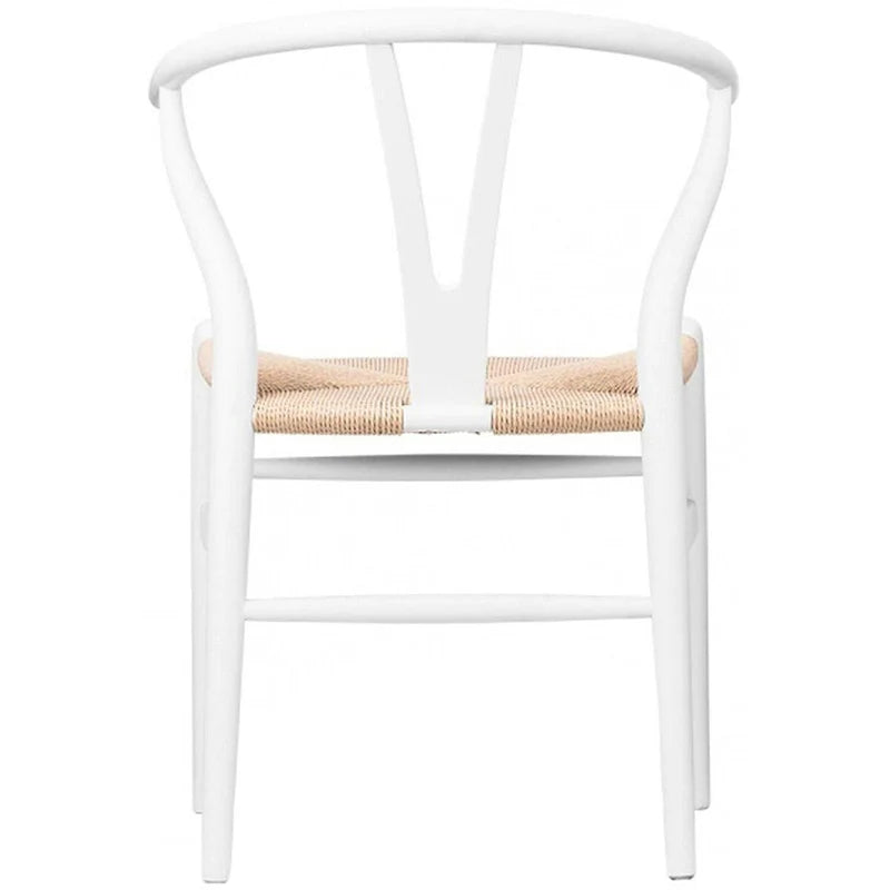 Juego de 2 sillas de comedor de madera con asiento de cuerda tejida