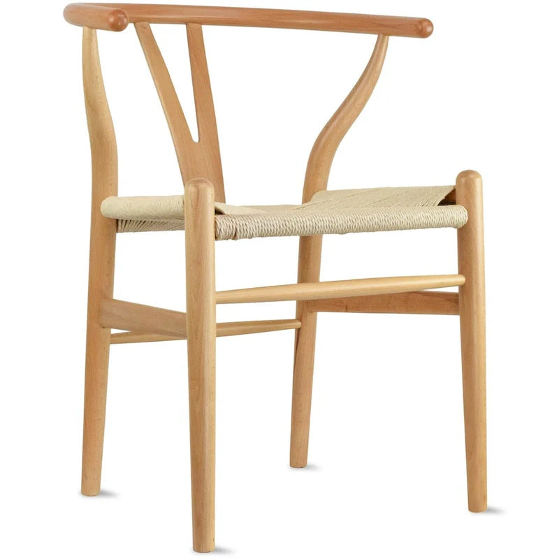 Juego de 2 sillas de comedor de madera con asiento de cuerda tejida