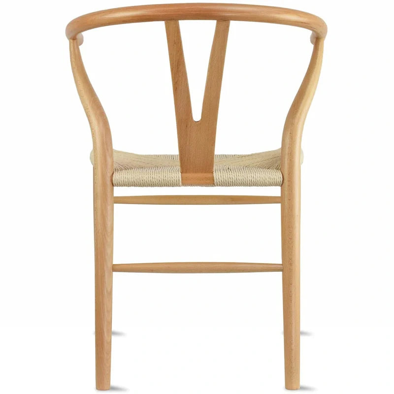 Juego de 2 sillas de comedor de madera con asiento de cuerda tejida