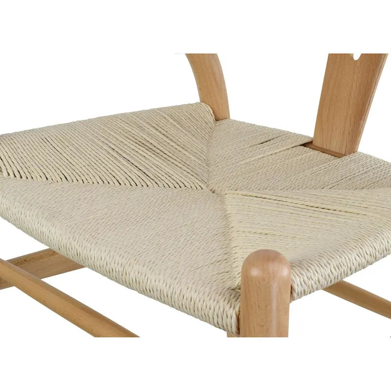 Juego de 2 sillas de comedor de madera con asiento de cuerda tejida