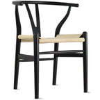 Juego de 2 sillas de comedor de madera con asiento de cuerda tejida