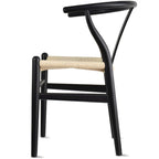 Juego de 2 sillas de comedor de madera con asiento de cuerda tejida