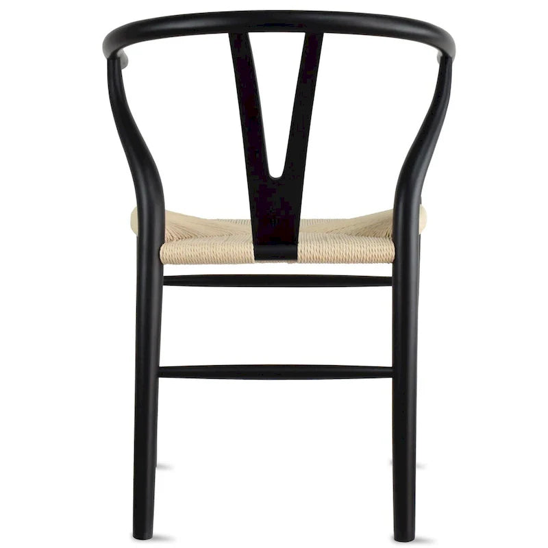 Juego de 2 sillas de comedor de madera con asiento de cuerda tejida