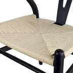 Juego de 2 sillas de comedor de madera con asiento de cuerda tejida