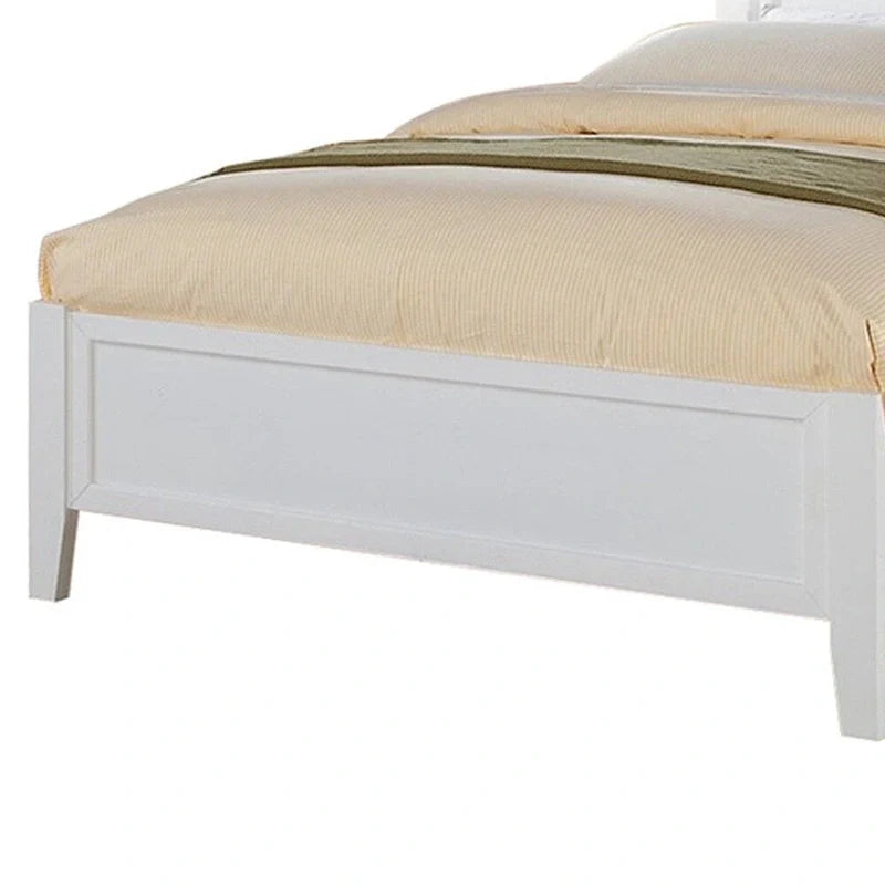 Base de cama matrimonial con acabado de madera - Blanca