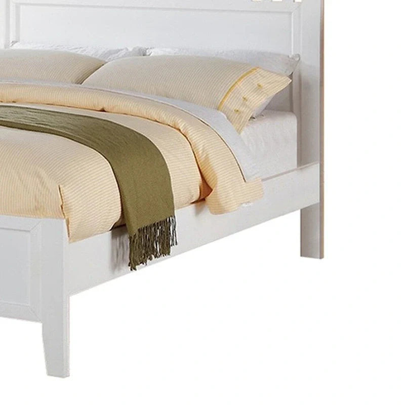 Base de cama matrimonial con acabado de madera - Blanca