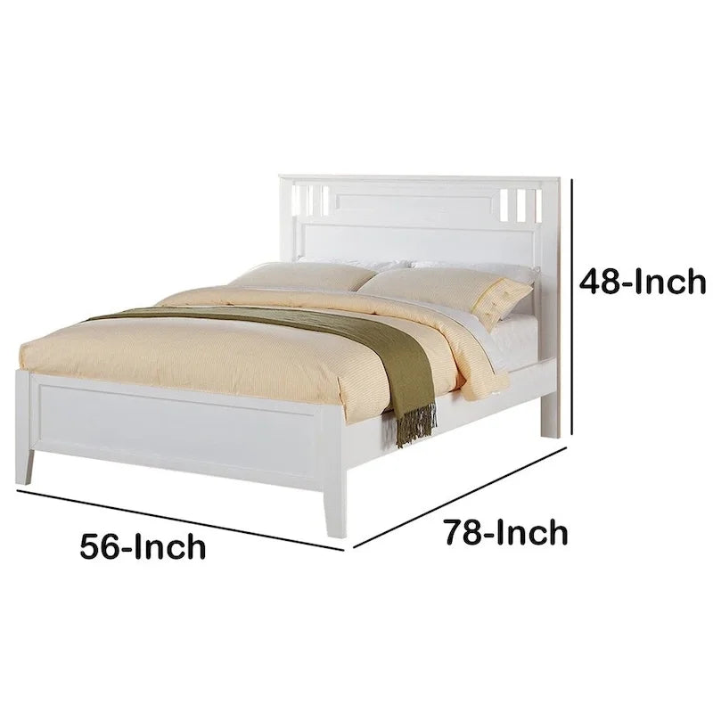 Base de cama matrimonial con acabado de madera - Blanca