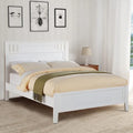 Base de cama matrimonial con acabado de madera - Blanca