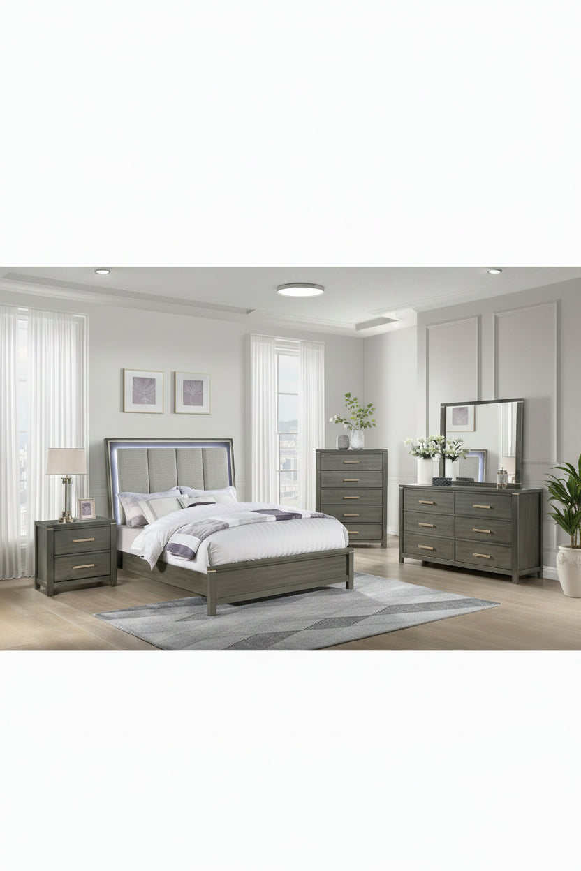 Mesita de noche Herndon de 2 cajones gris