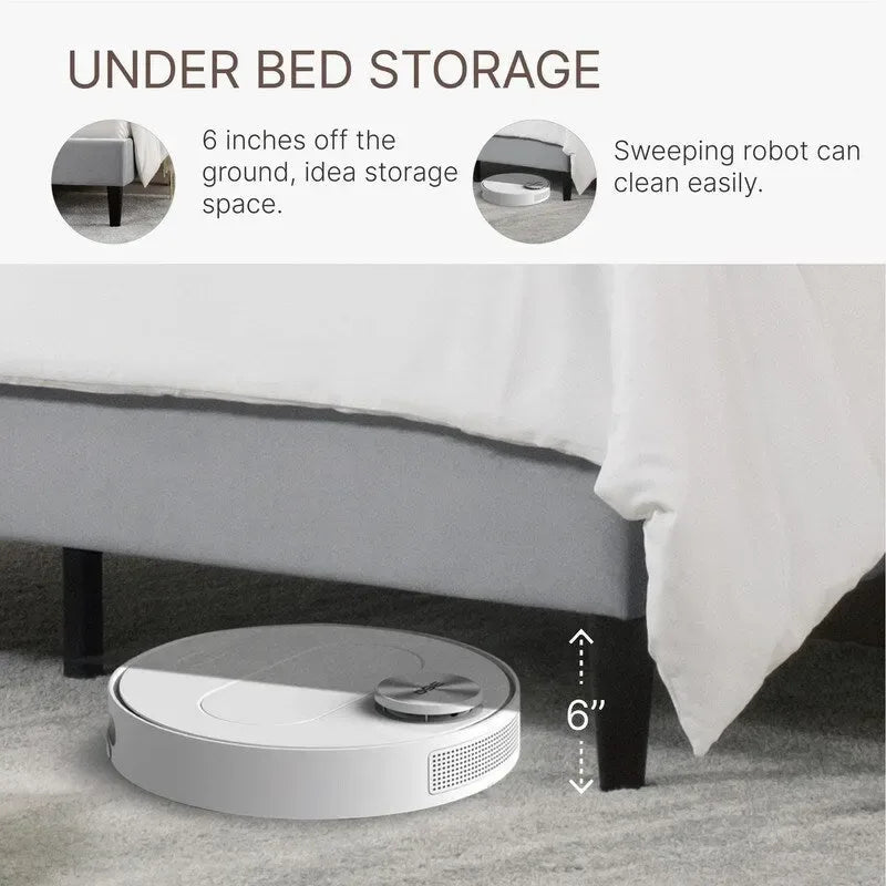 Cama tapizada con plataforma y cabecero capitoné con canales