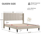 Cama tapizada con plataforma y cabecero capitoné con canales