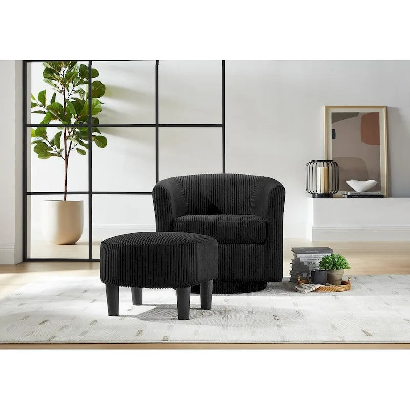 Sillón giratorio 360° con otomana