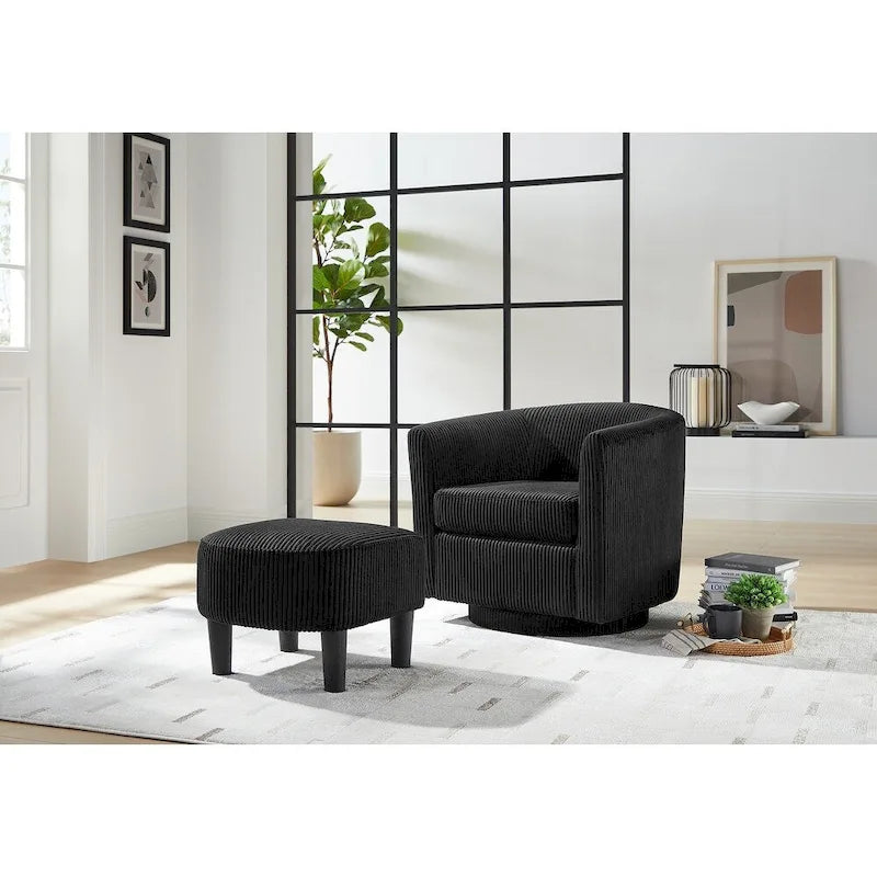Sillón giratorio 360° con otomana