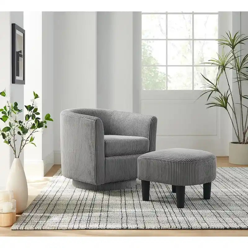 Sillón giratorio 360° con otomana