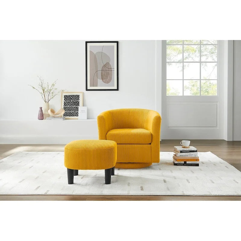 Sillón giratorio 360° con otomana