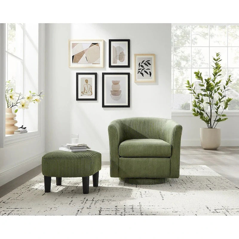 Sillón giratorio 360° con otomana