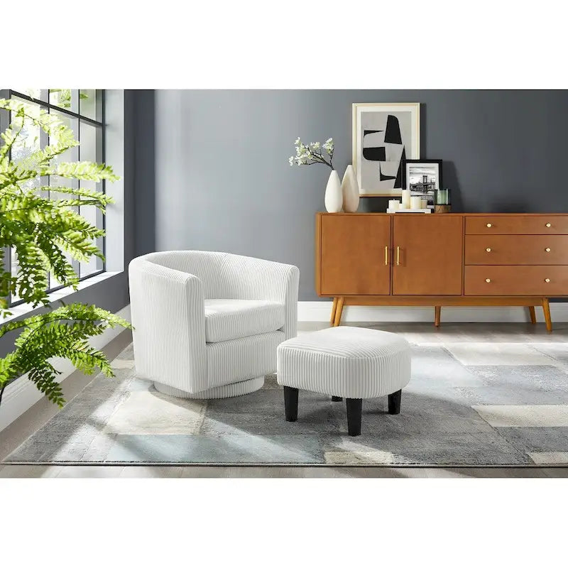 Sillón giratorio 360° con otomana